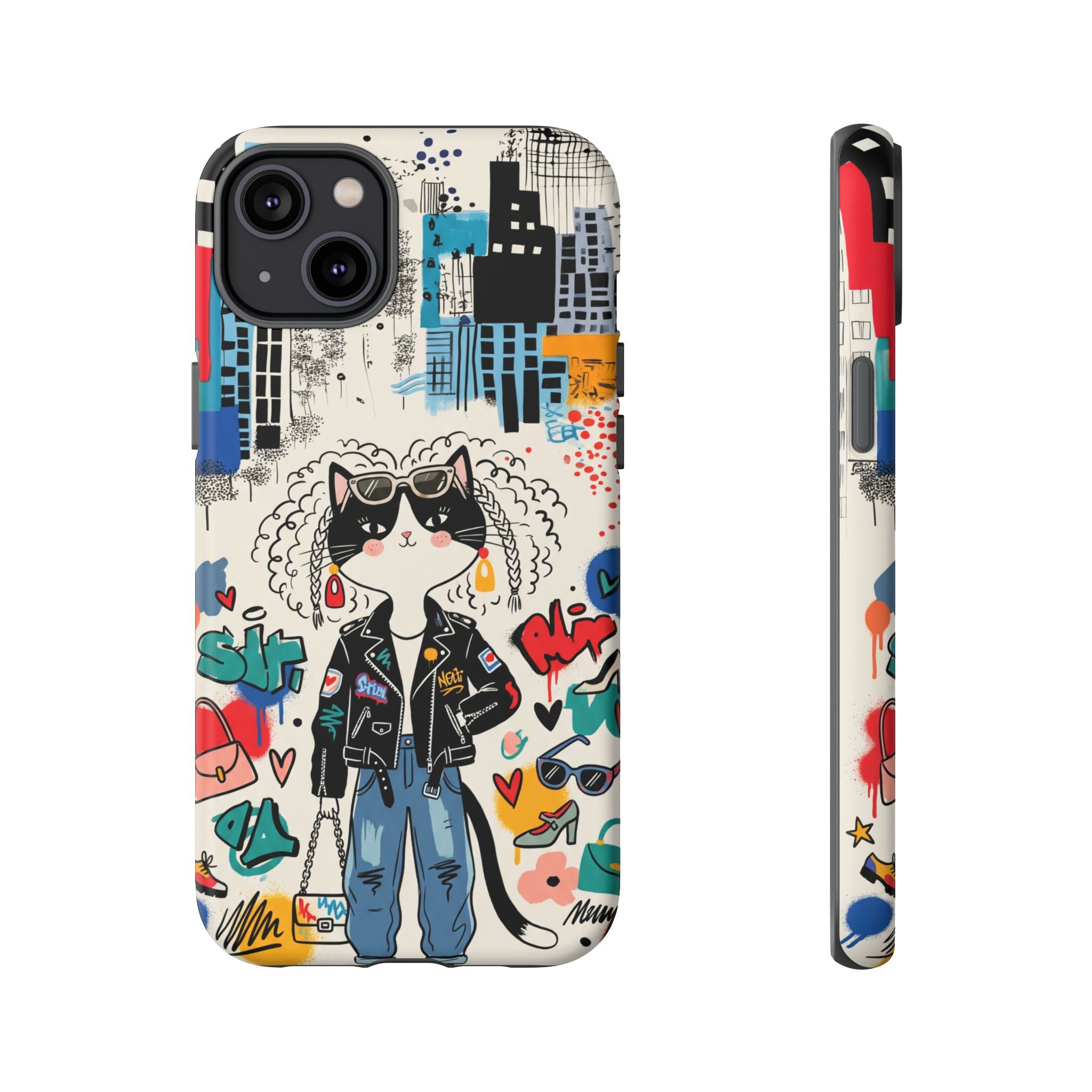 Punk City Cat Graffiti Design iPhone Case