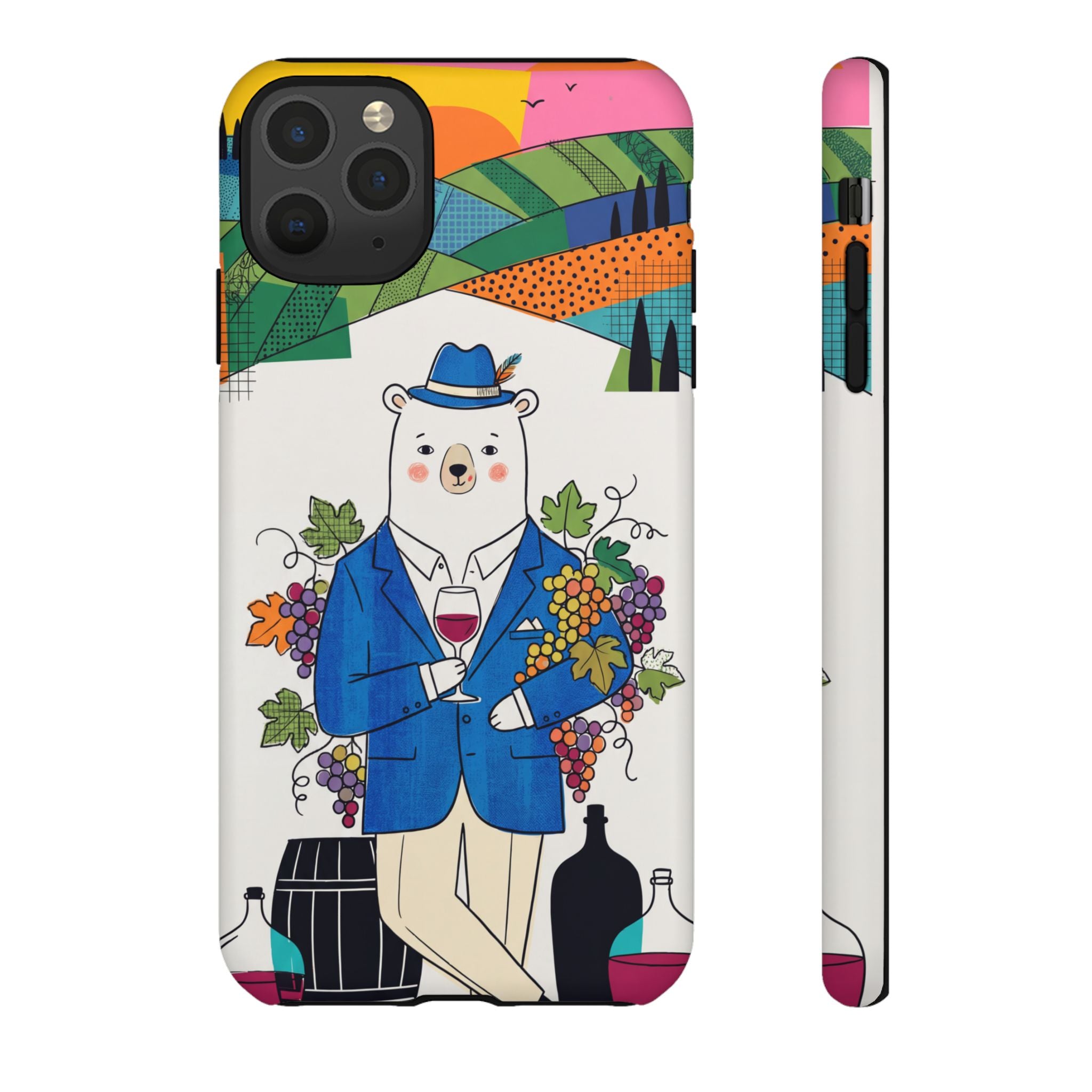 Dapper Polar Bear Wine Lover Illustrated Protective iPhone Case