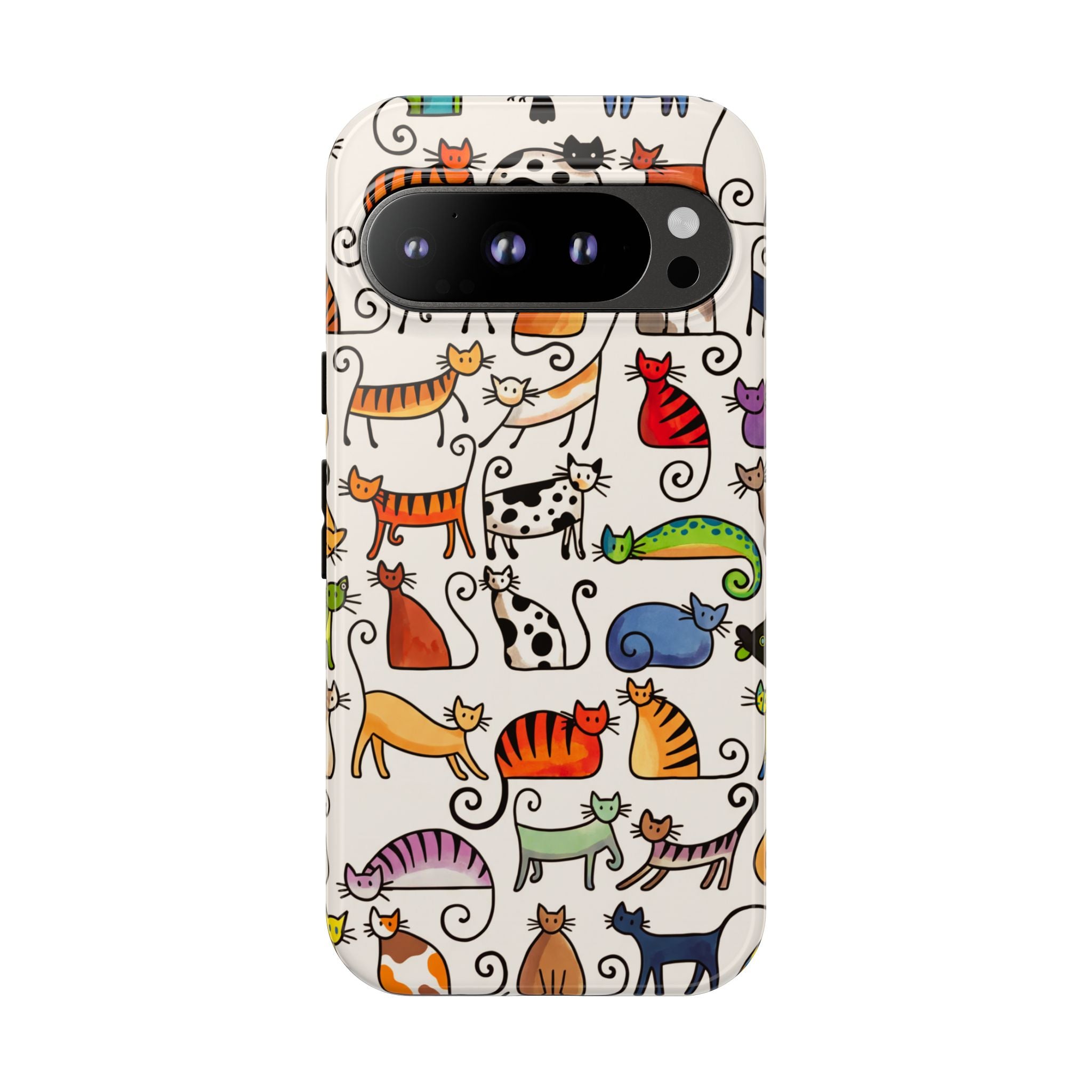 Cat Pattern Tough Google Pixel Case | Colourful Cartoon Cats