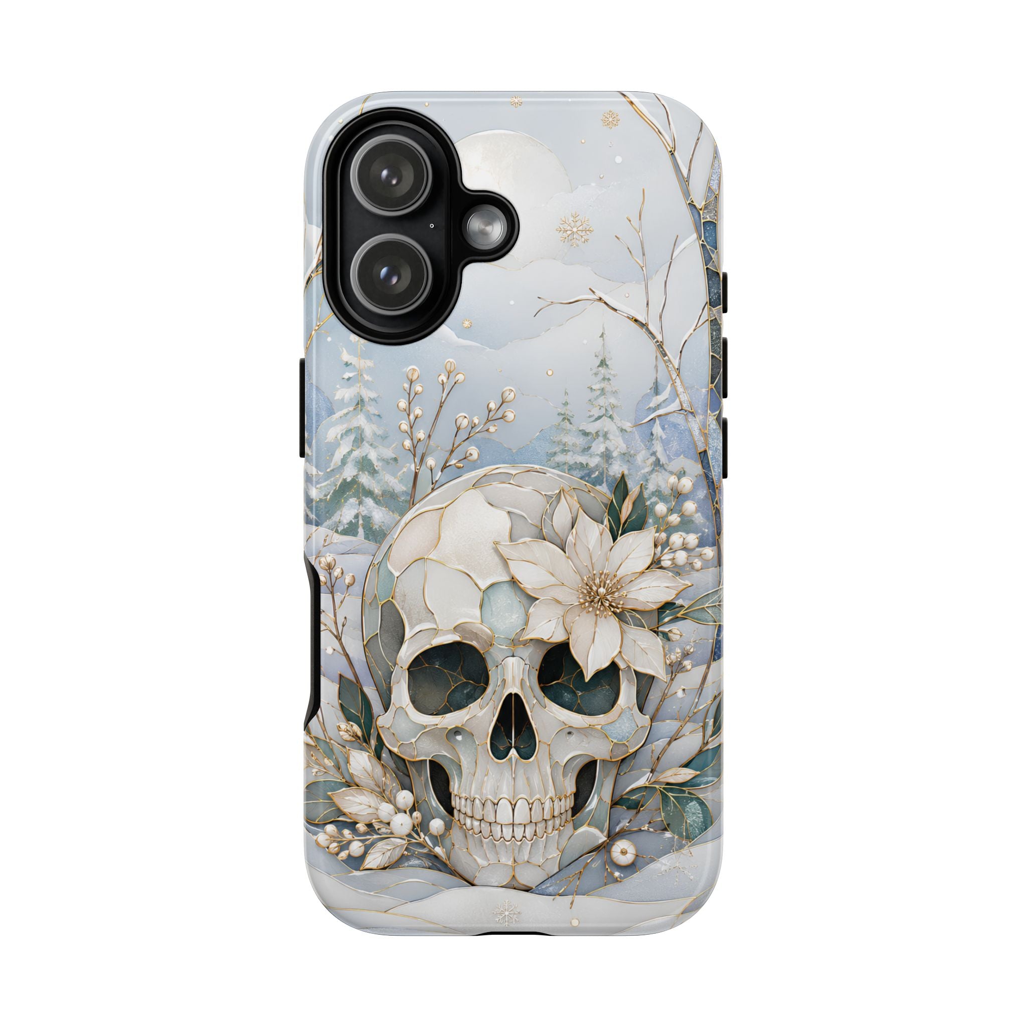 Gothic Skull iPhone Case | Winter Floral iPhone Case