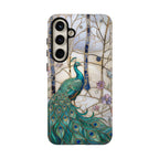 Custodia per Samsung Galaxy con motivo in vetro colorato con pavone