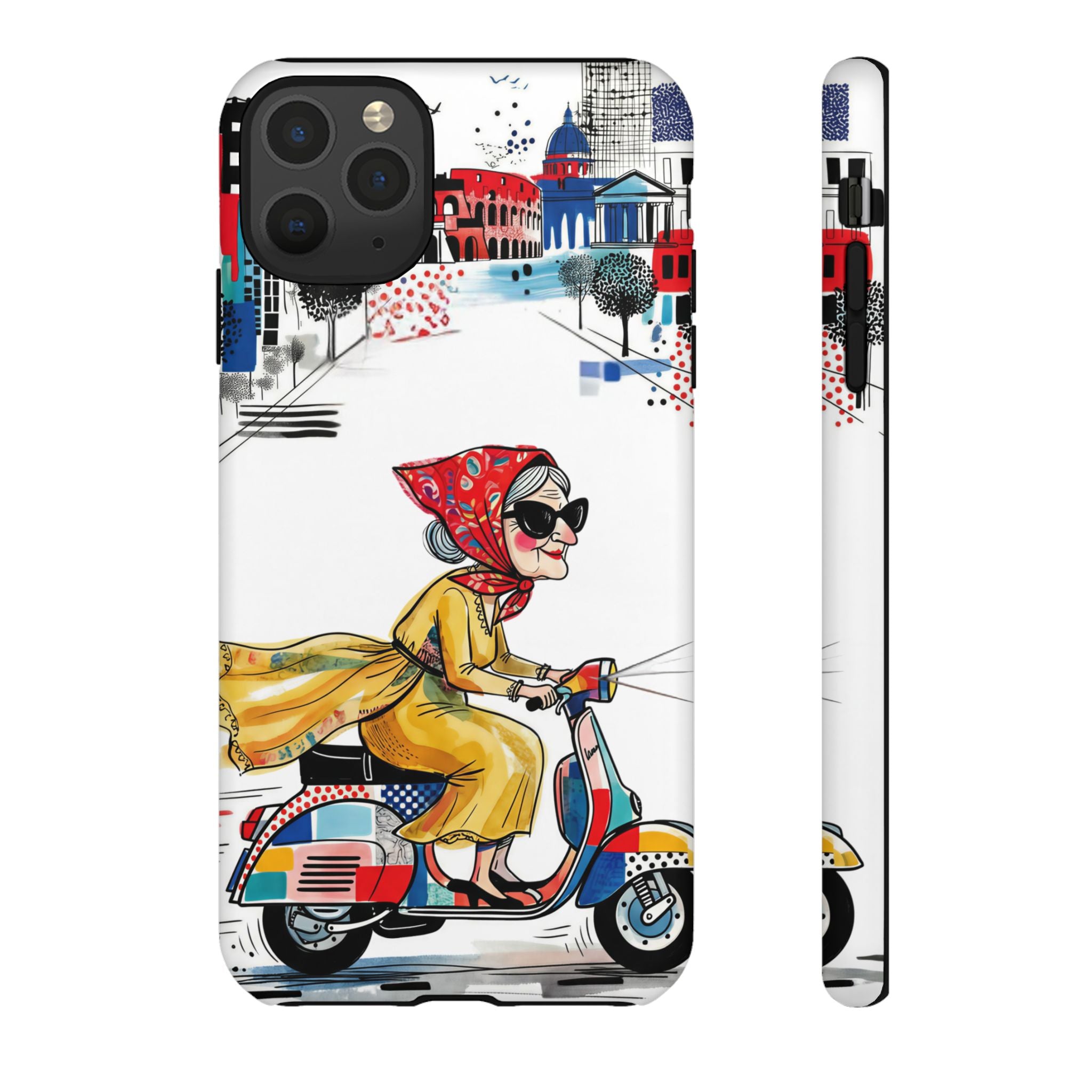 Vintage Vespa Granny iPhone Case | Retro Scooter Travel iPhone Cover