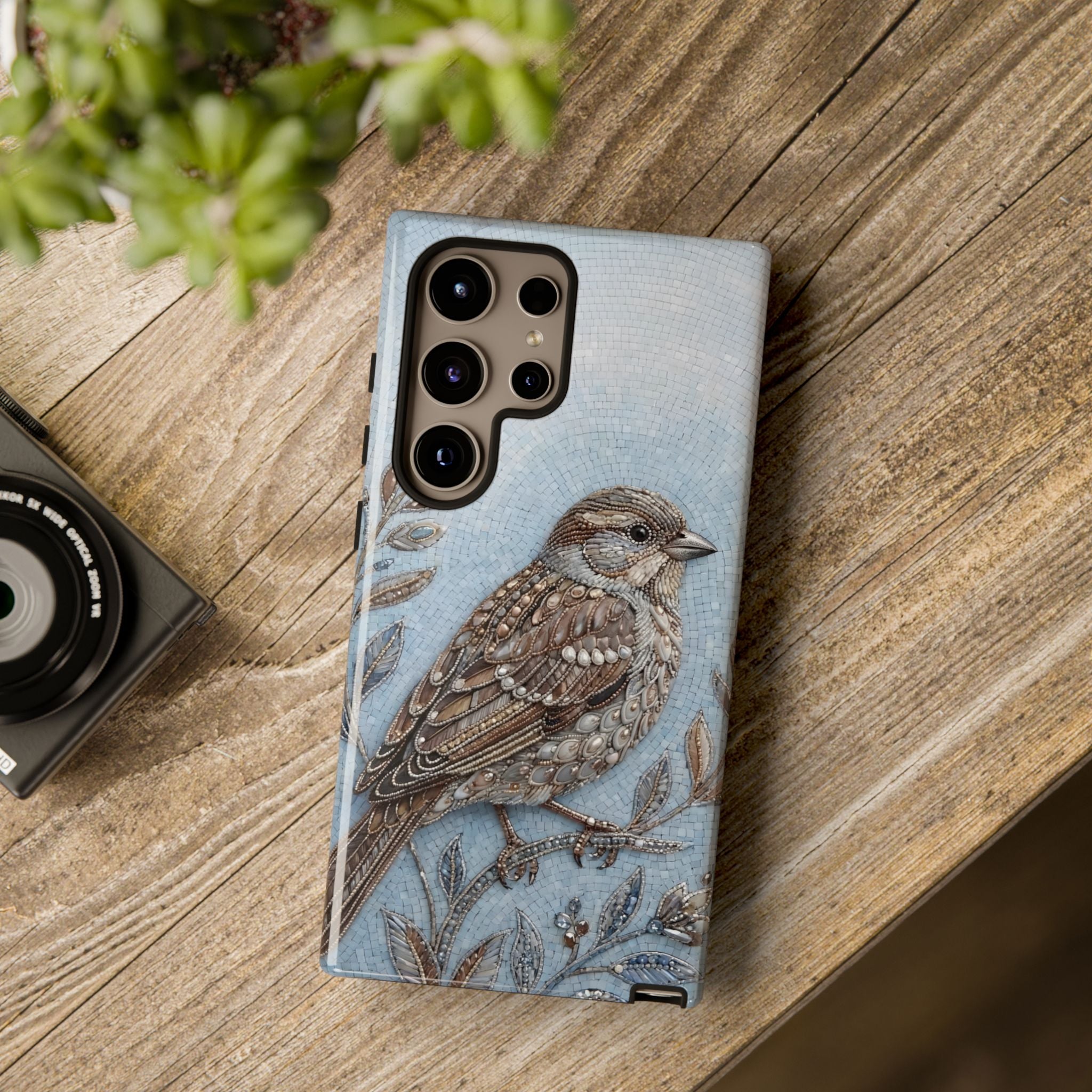 Bird Illustration Samsung Galaxy Phone Case — Sparrow Art Tough Phone Cover