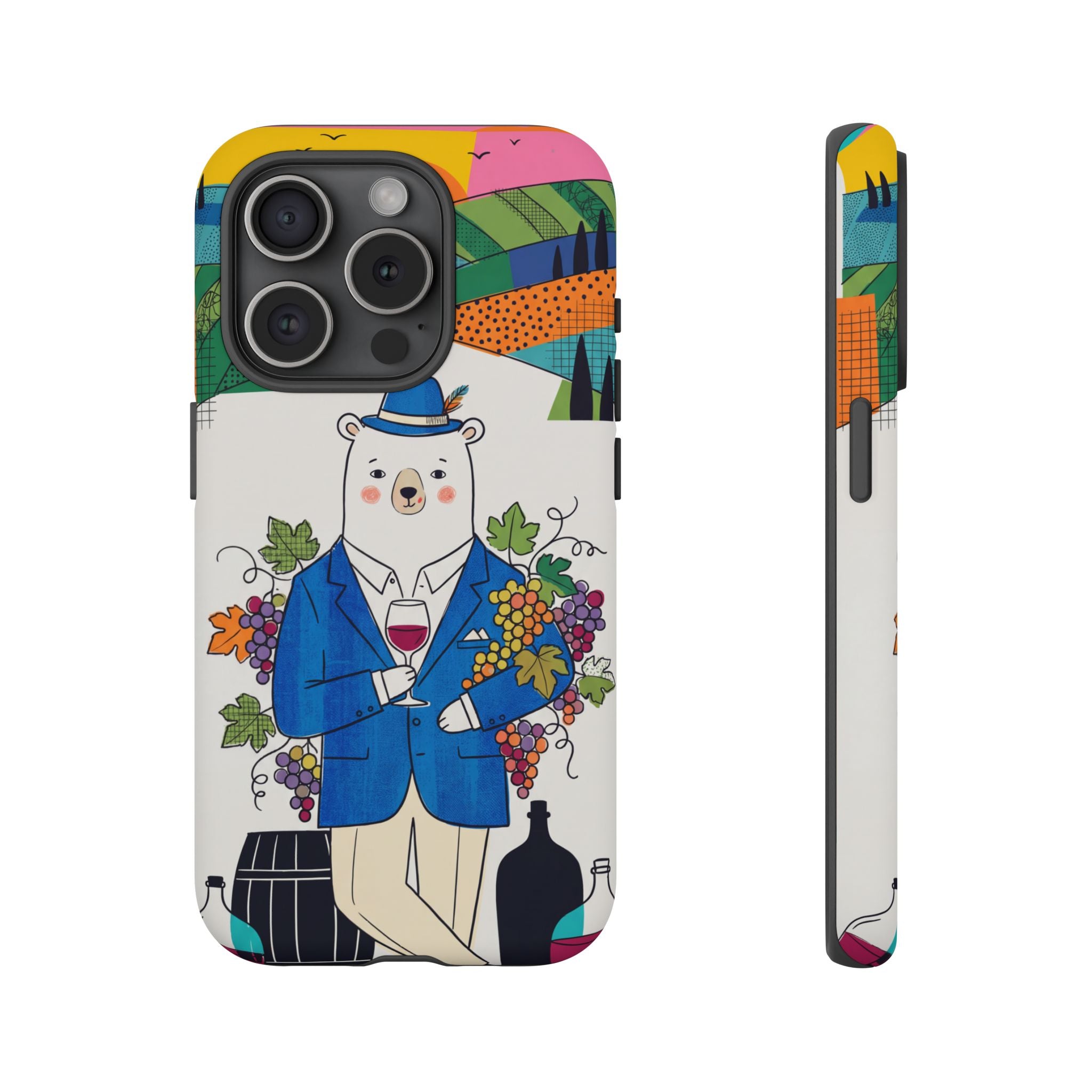 Dapper Polar Bear Wine Lover Illustrated Protective iPhone Case
