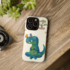 Meditating Dinosaur iPhone Case | Cute T-Rex with Butterflies and Bonsai