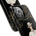 iPhone Case | Elegant Vintage Lady with Gold Floral Swirls
