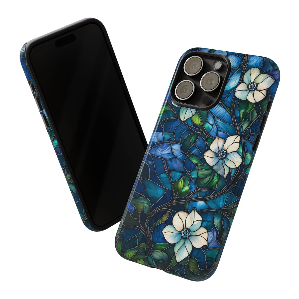 Floral Stained Glass iPhone Case – Blue Garden