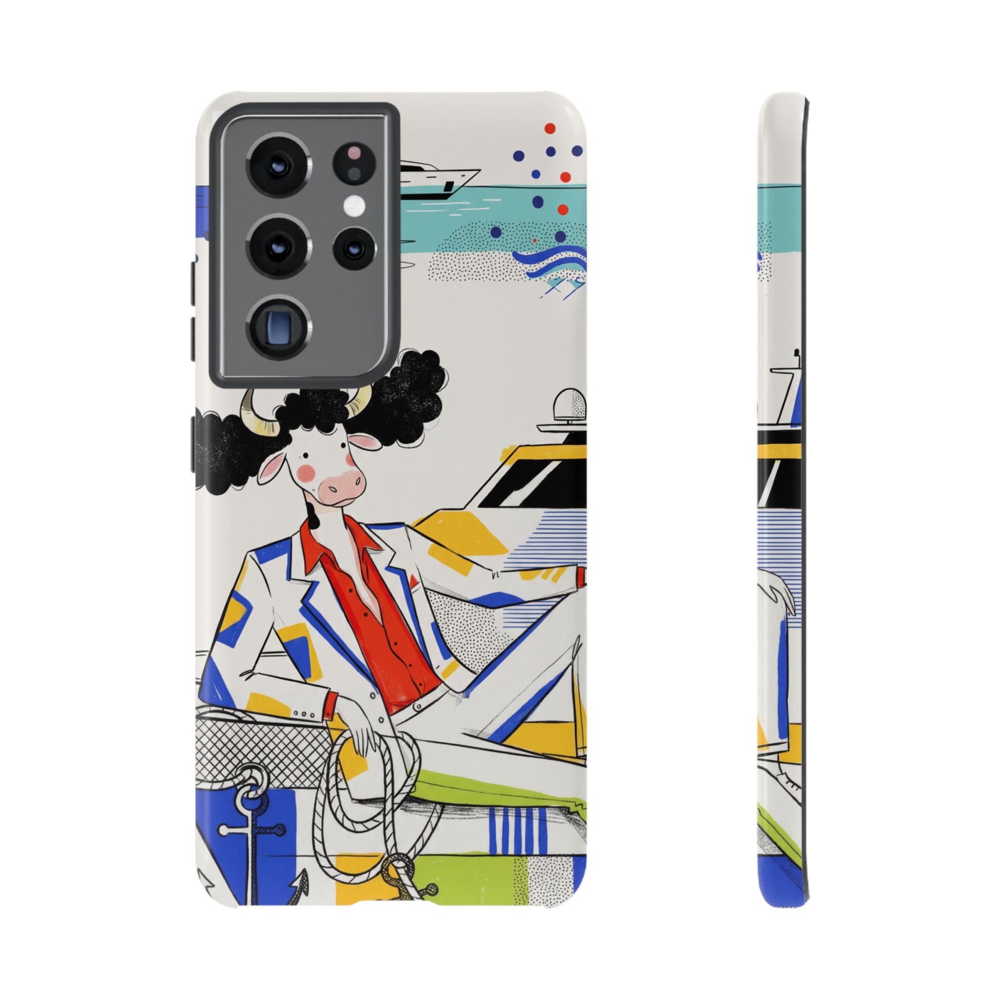 Nautical Cow Graphic Protective Samsung Galaxy Phone Case