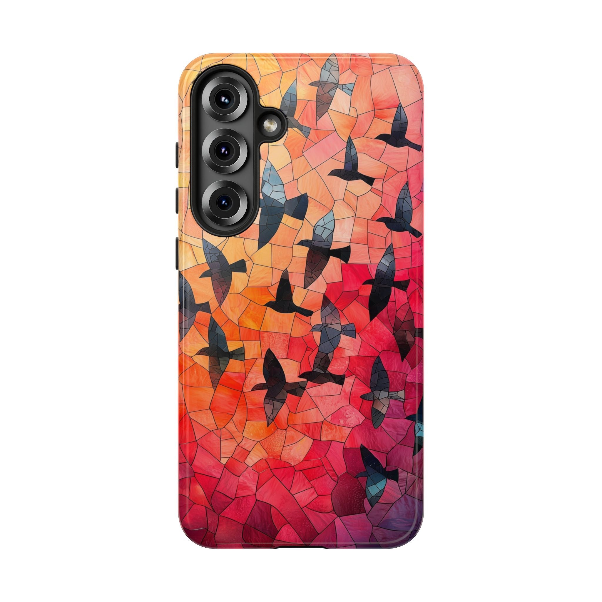 Stained Glass Mosaic Sunset Birds Samsung Galaxy Case