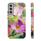 Custodia Protettiva Resistente per Telefono Samsung Galaxy con Acquerello Floreale | Cover Protettiva Giardino di Loto Rosa