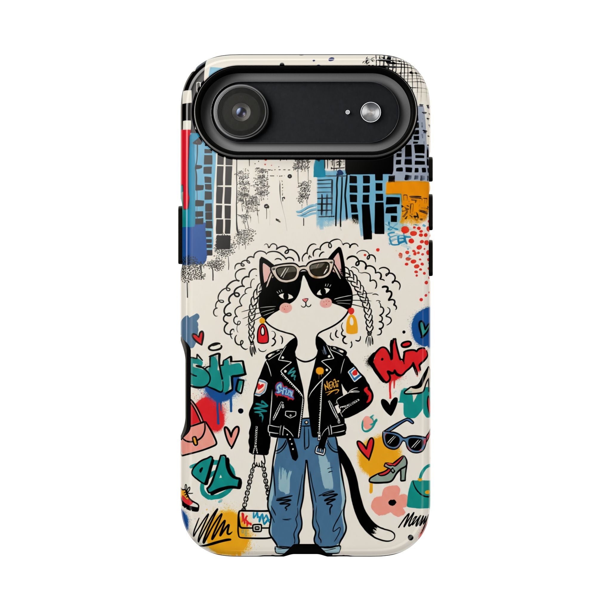 Punk City Cat Graffiti Design iPhone Case