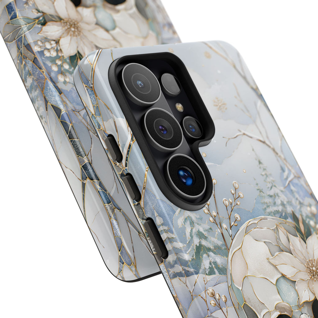 Gothic Skull Samsung Galaxy Phone Case | Winter Floral Phone Case