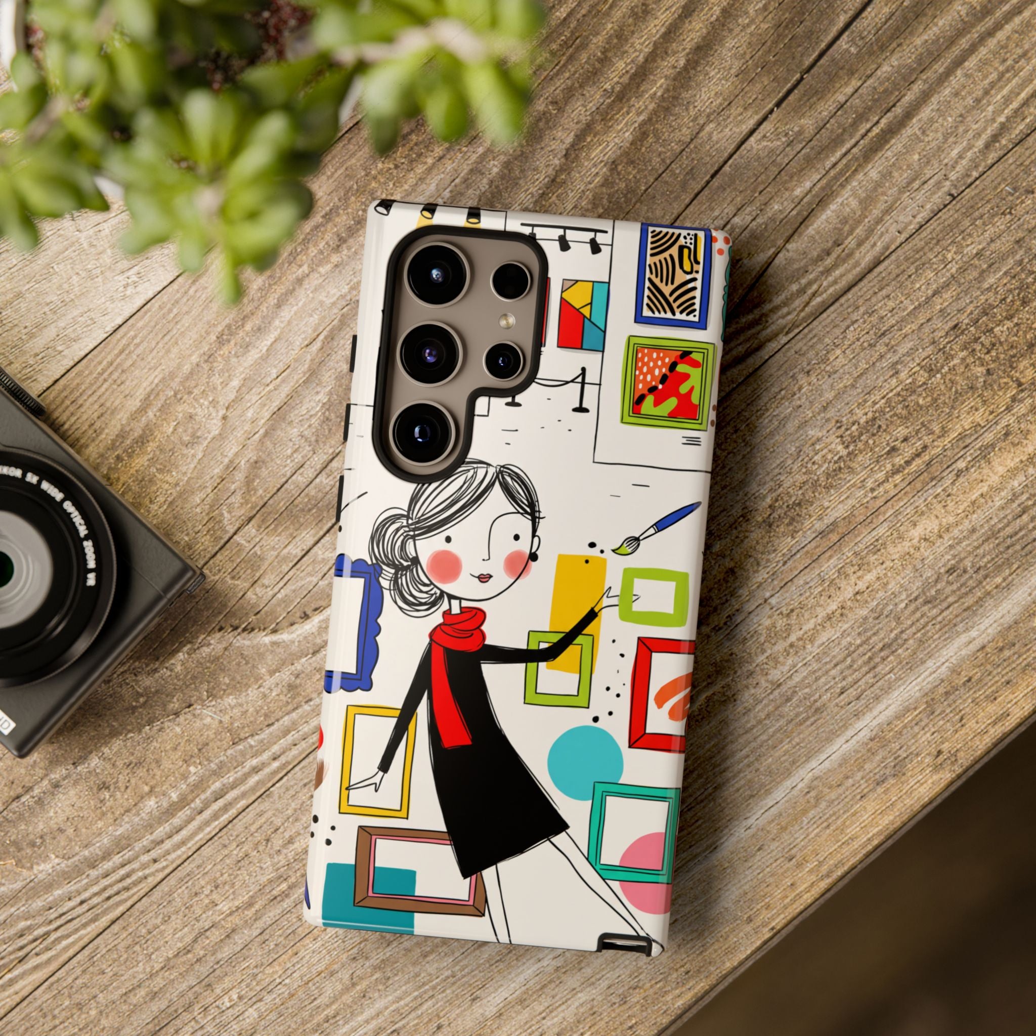 Art Gallery Illustration Samsung Galaxy Phone Case | Cute Woman with Frames Design