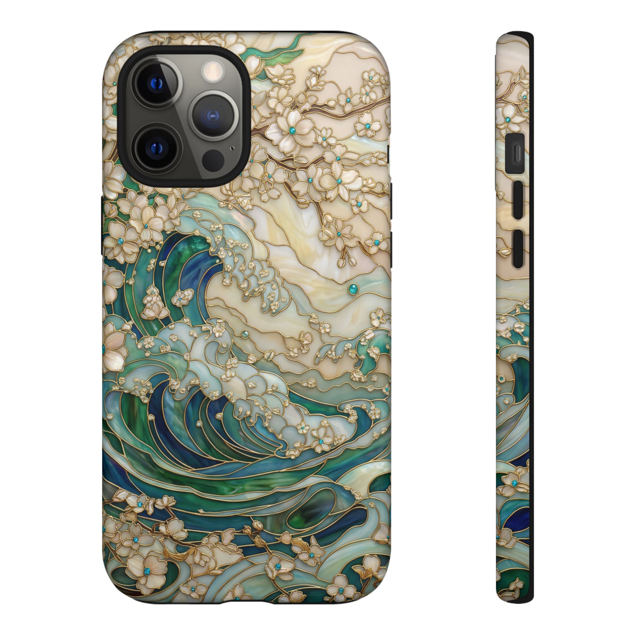 Elegant Ocean Wave Floral Art iPhone Case