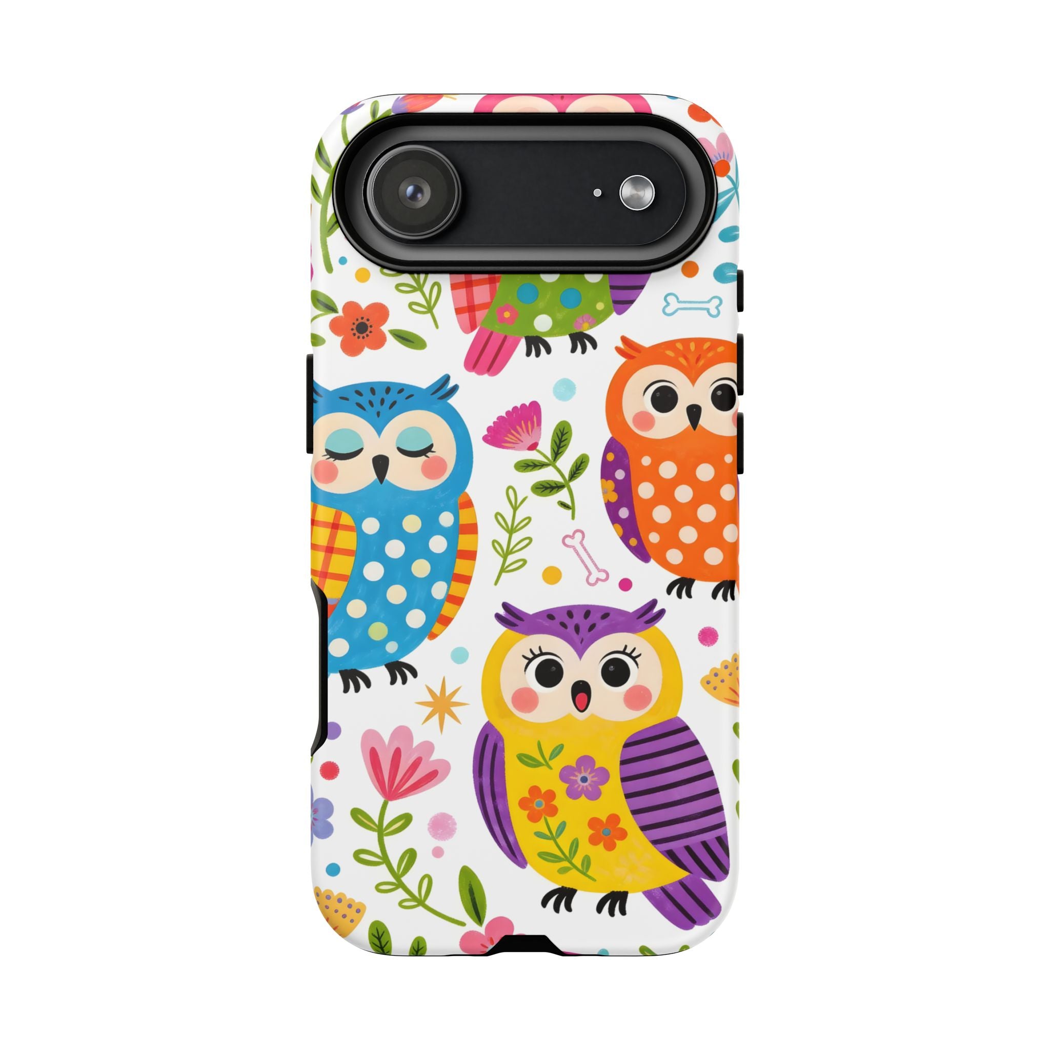 Cute Colorful Owls iPhone Case | Cute Owl Pattern Tough Case
