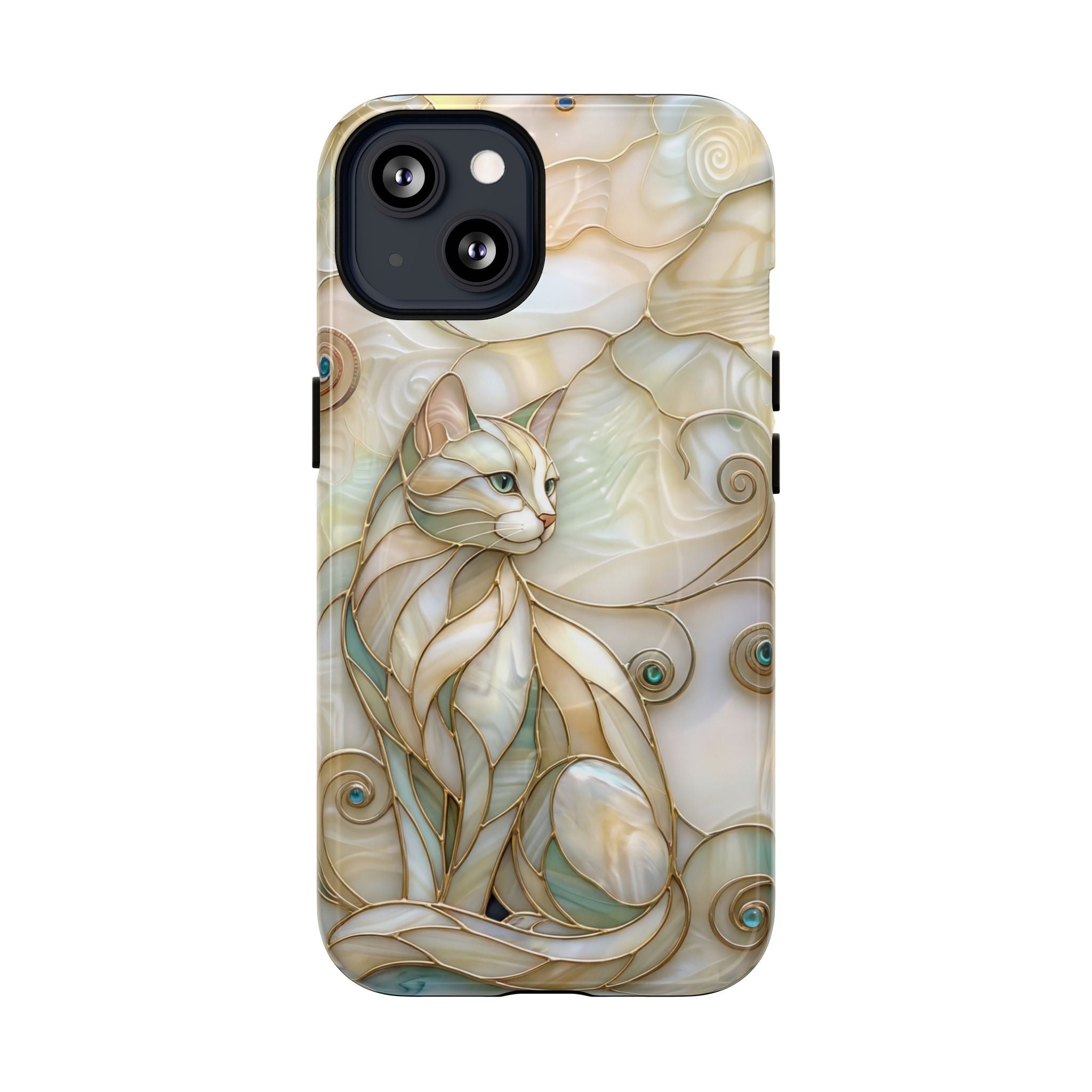 Art Nouveau Cat Phone Case | Elegant Stained-Glass Style Tough MagSafe Case