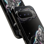 Wolf Galaxy Tough Google Pixel Phone Case | Colorful Howling Wolf Space Design
