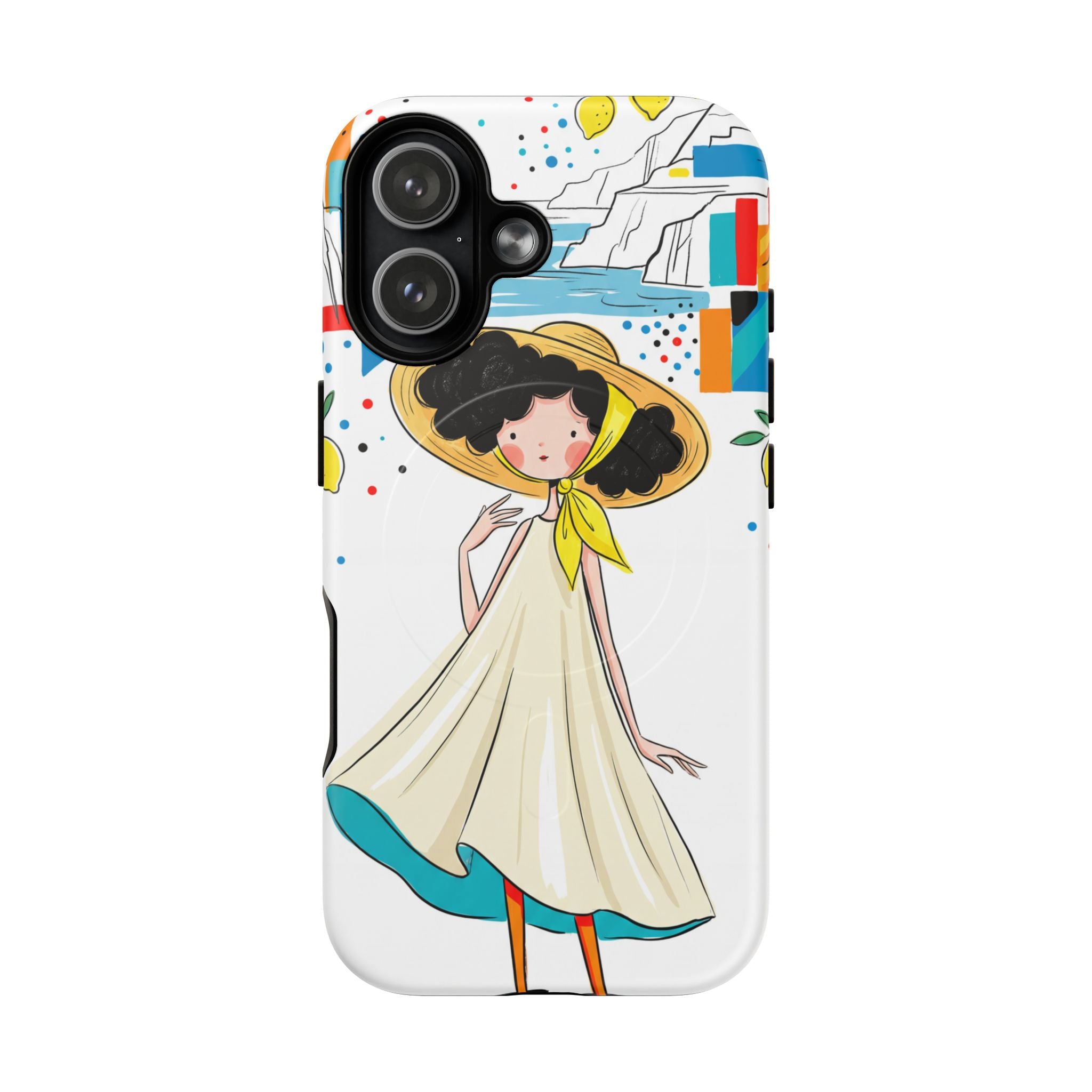 Cute Summer Girl MagSafe iPhone Case | Whimsical Coastal Illustration Protective Case
