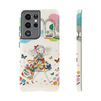 Whimsical Shopping Girl Samsung Galaxy Phone Case | Cute Floral Butterfly Tough Case