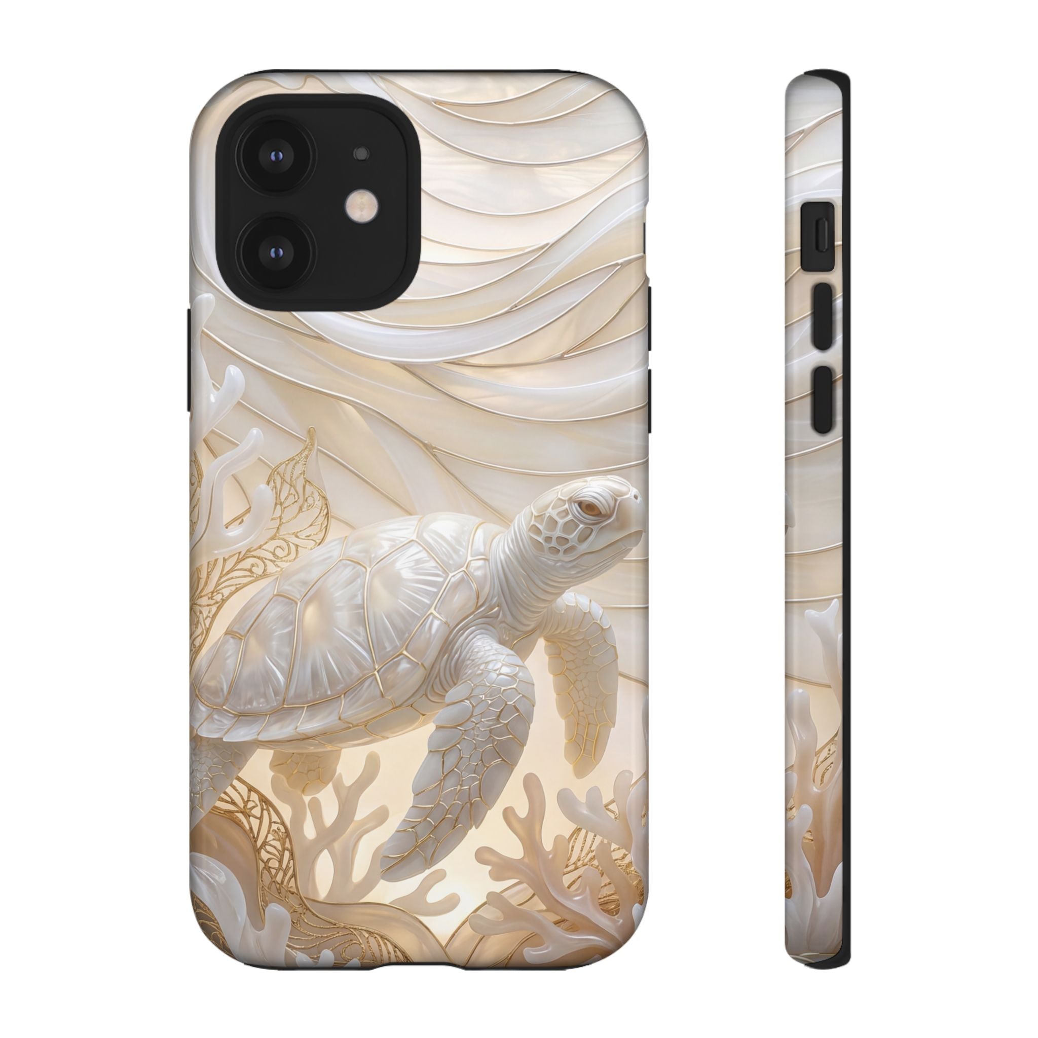 Sea Turtle Tough iPhone Case — Elegant Nautical Coral Design