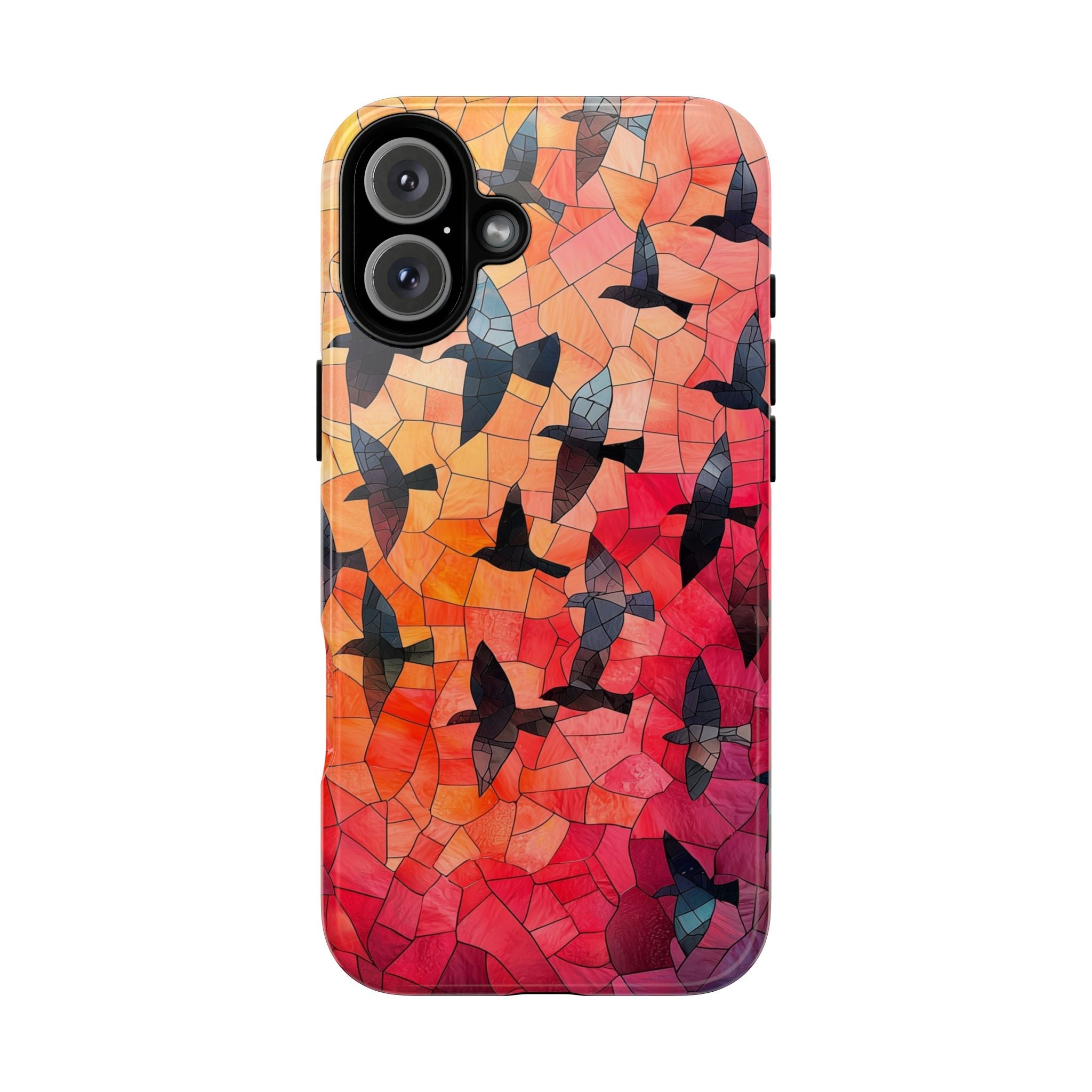 Stained Glass Mosaic Sunset Birds iPhone Case