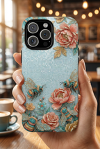 Floral Bees MagSafe iPhone Case | Vintage Rose & Turquoise Protective Cover
