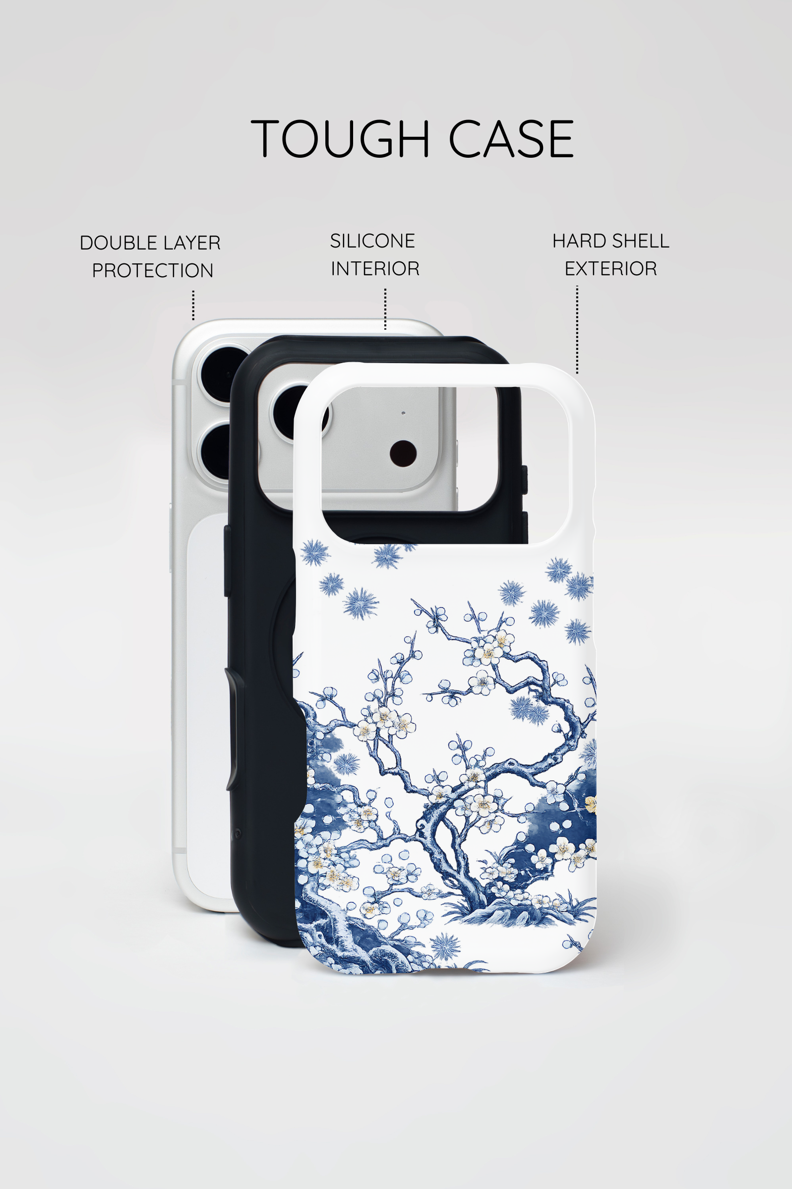Vintage Blue White Porcelain iPhone Case | Chinoiserie Floral Tough Cover