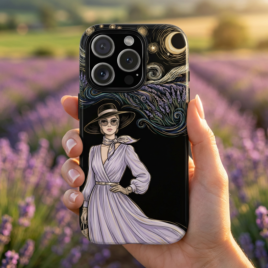 Starry Night Lavender Woman MagSafe iPhone Case | Artistic Protective Tough Case