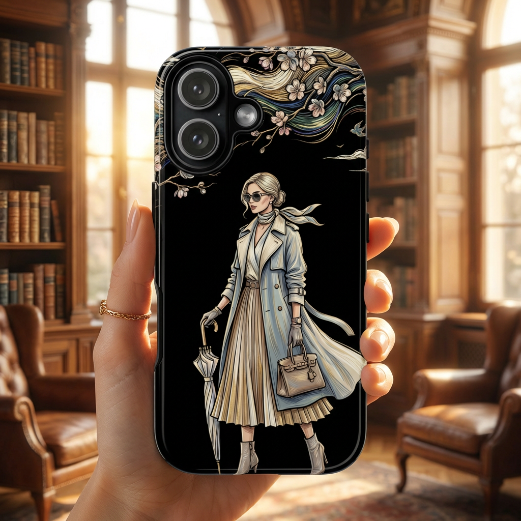 Vintage Chic MagSafe iPhone Case | Stylish Woman Illustration