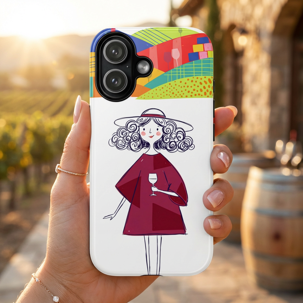 Custodia per iPhone Donna Vino Artistica Colorata