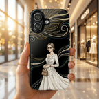 Elegant Woman Illustration MagSafe iPhone Case | Vintage Bride in Flowing Gown