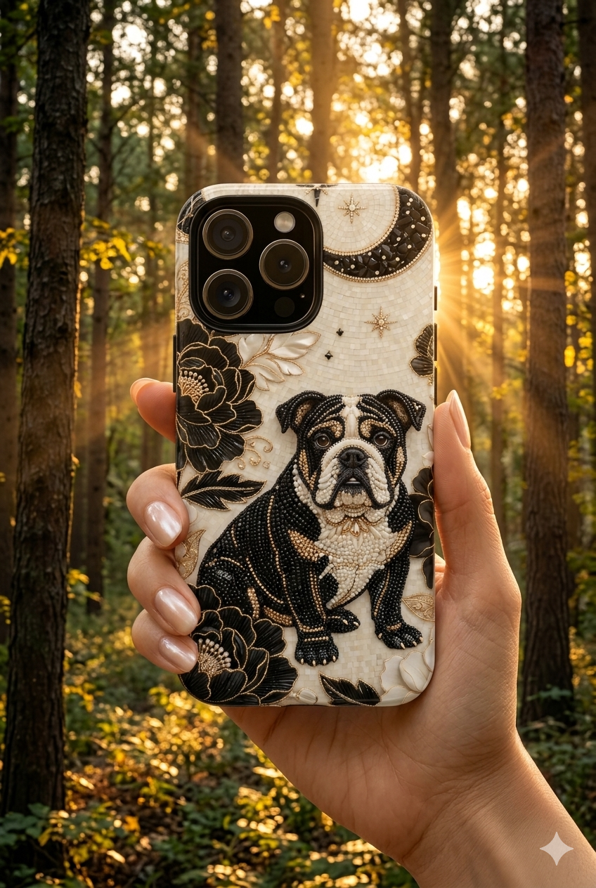 Bulldog Floral MagSafe iPhone Case — Moon & Peony Protective Case