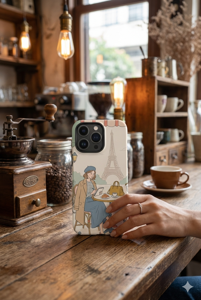 Paris Cafe MagSafe iPhone Case | Cute Vintage Eiffel Tower Travel