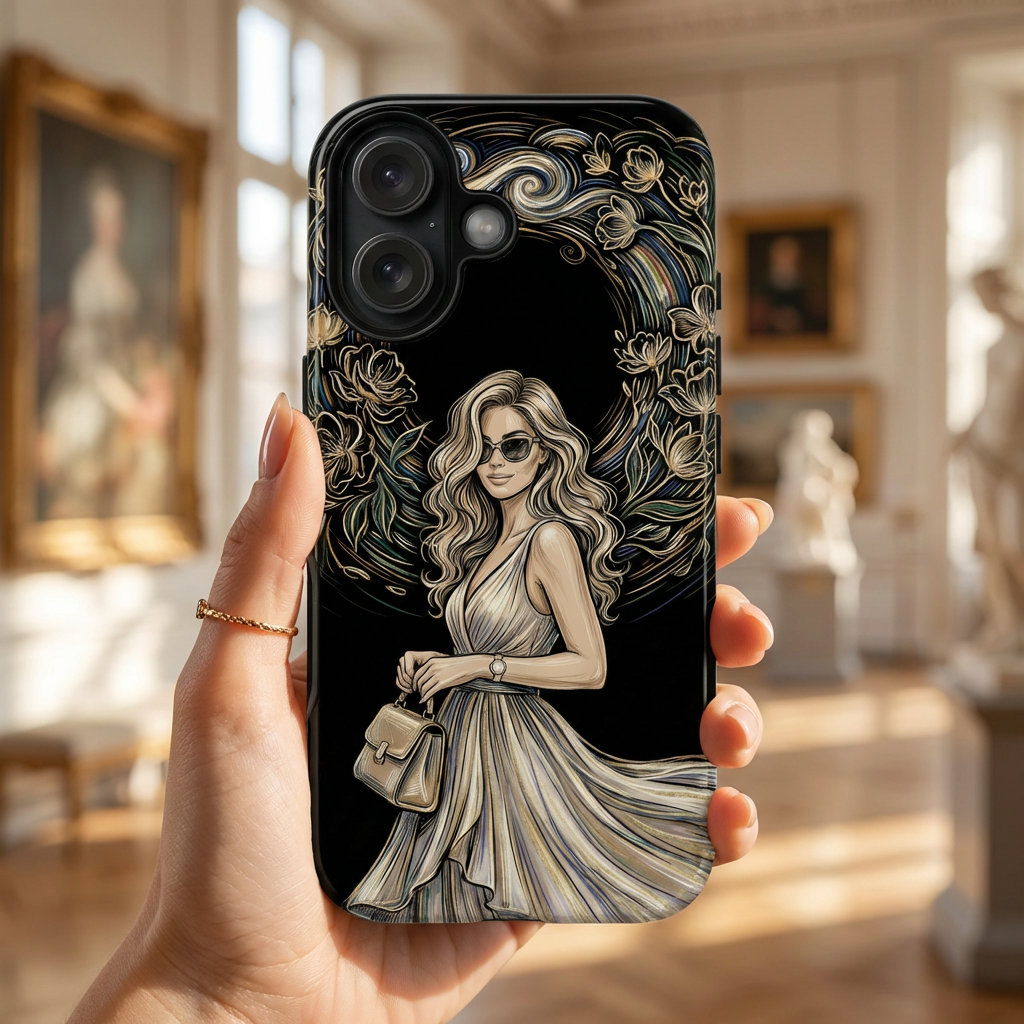 Stylish Woman Floral Wreath Tough MagSafe iPhone Case