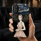 Art Nouveau Starry Night MagSafe iPhone Case | Elegant Woman Illustration Tough Case