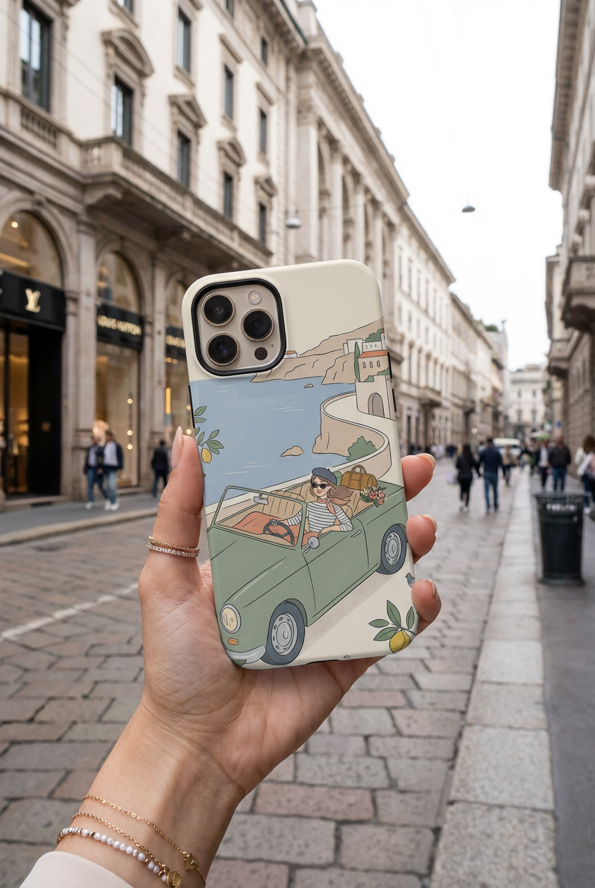 Retro Coastal Road Trip Design MagSafe iPhone Case