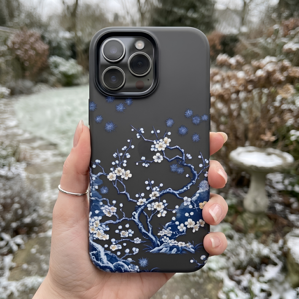 Blue Floral Cherry Blossom Tough iPhone Case