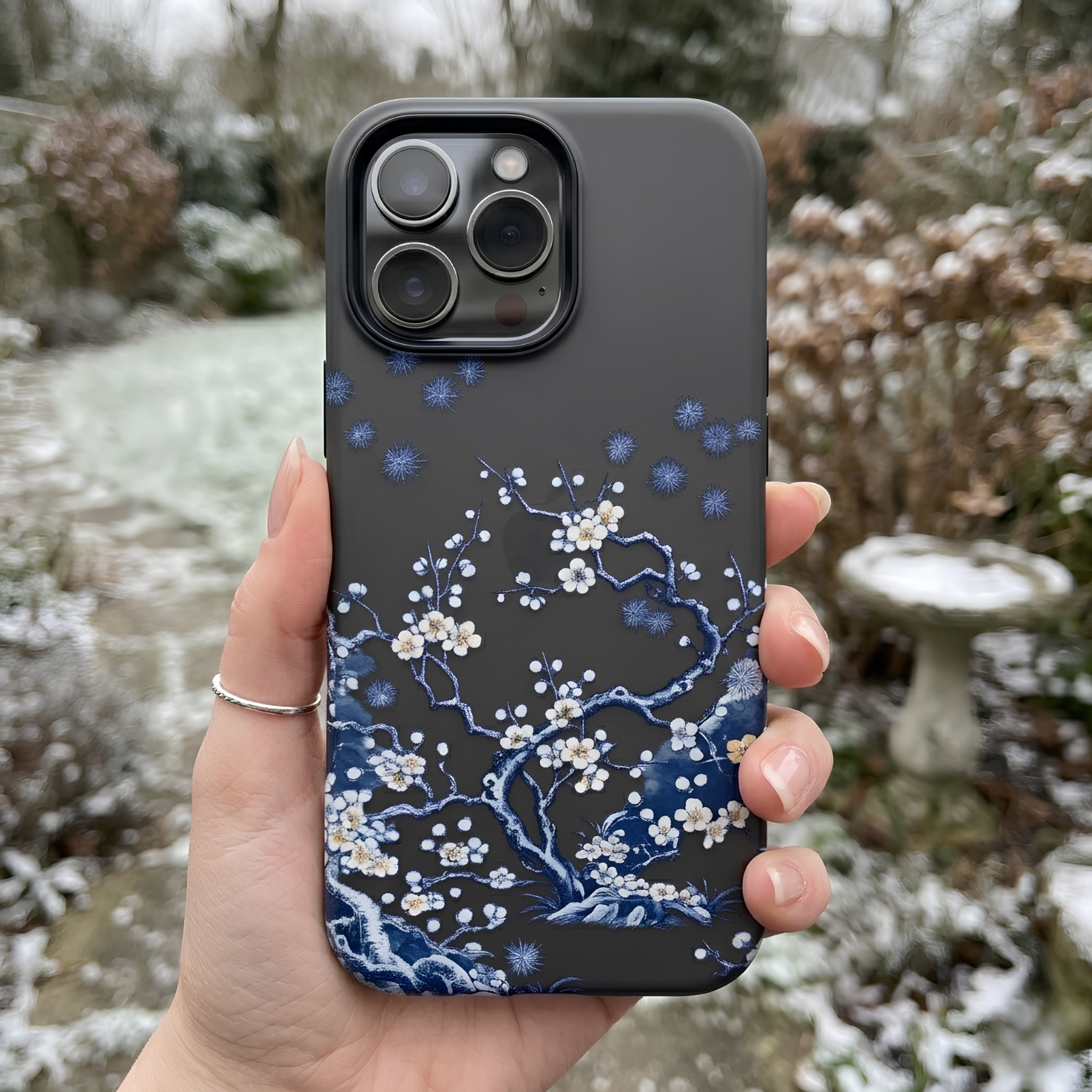 Blue Floral Cherry Blossom Tough iPhone Case