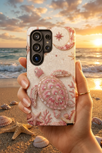 Pink Sea Turtle Shell Beachy Protective Samsung Galaxy Phone Case Cover