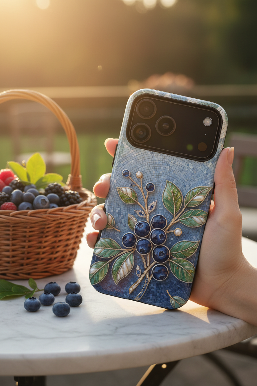 Blueberry Botanical Tough iPhone Case | Floral Protective iPhone Cover
