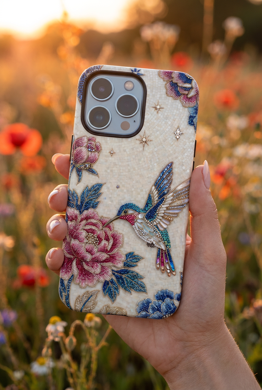 Hummingbird Moon Tough Case — Floral Vintage iPhone Cover