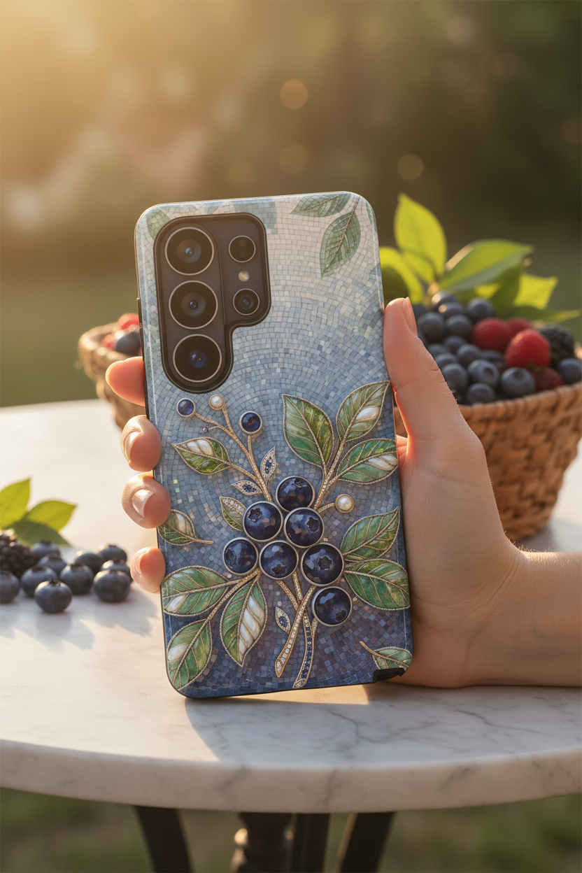 Blueberry Botanical Tough Samsung Galaxy Phone Case | Floral Protective iPhone Cover