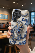 Asian Zodiac Dragon Samsung Galaxy Phone Case | Blue & White Porcelain Luxury Protective Case | Year of the Dragon Gift
