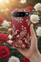 Floral Hummingbird Tough Case | Vintage Red Google Pixel Phone Case