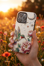 Hummingbird Moon Tough iPhone Case | Floral Celestial Protective Cover