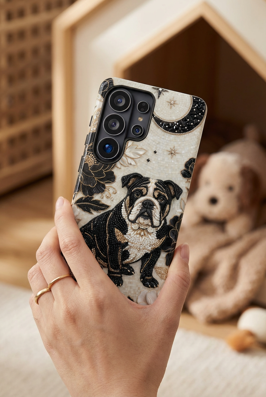 Bulldog Floral Samsung Galaxy Phone Case — Moon & Peony Protective Case