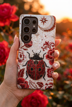 Ladybug Floral Samsung Galaxy Phone Case | Vintage Red Beetle Protective Tough Case