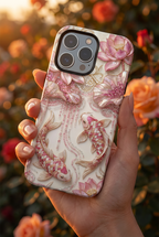 Custodia rigida Koi Lotus — Cover iPhone con pesci floreali rosa