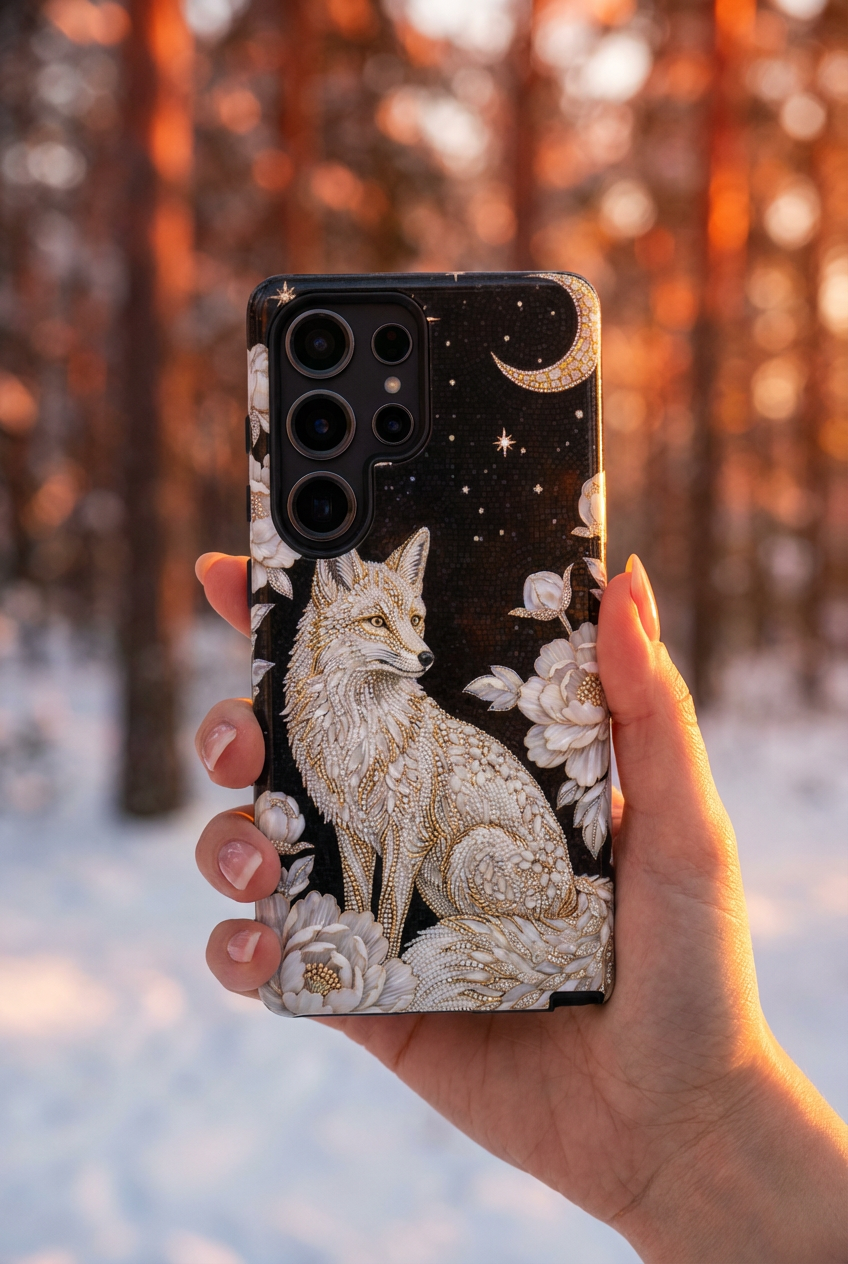 Mystic Fox Moon Samsung Galaxy Phone Case | Celestial Floral Phone Cover