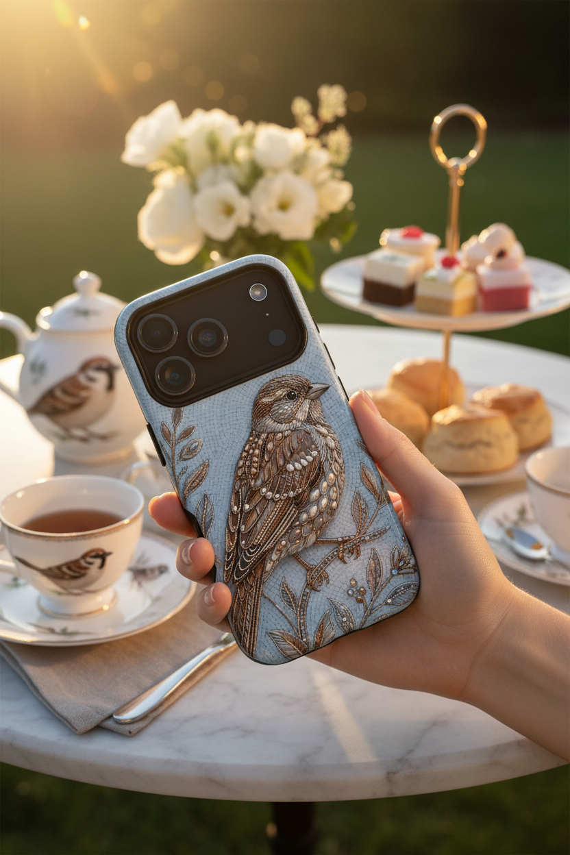 Bird Illustration iPhone Case — Sparrow Art Tough Phone Cover